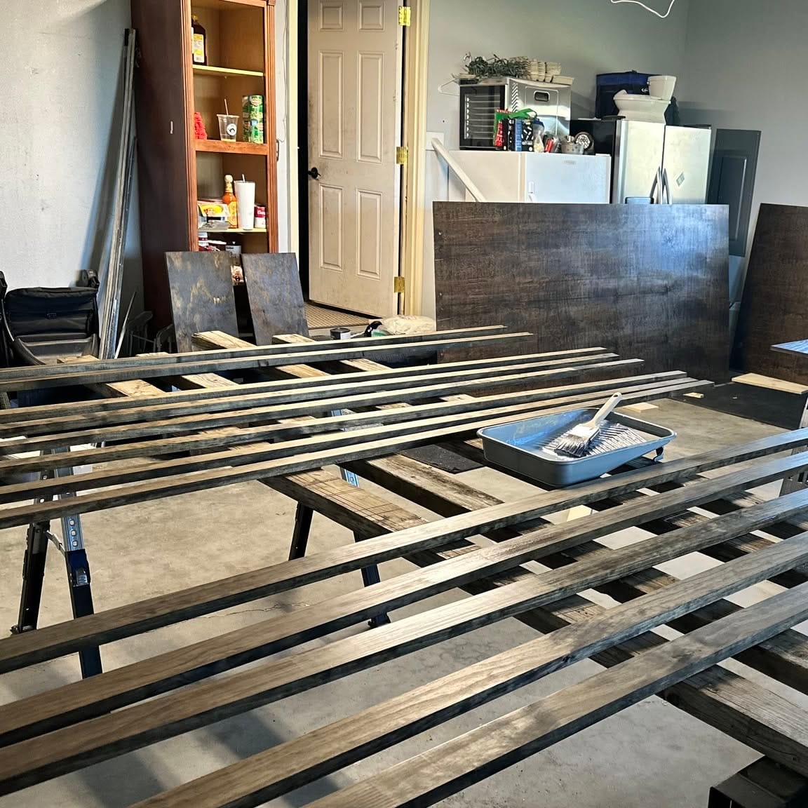 A project part way through on sawhorses in the RockBuilt shop