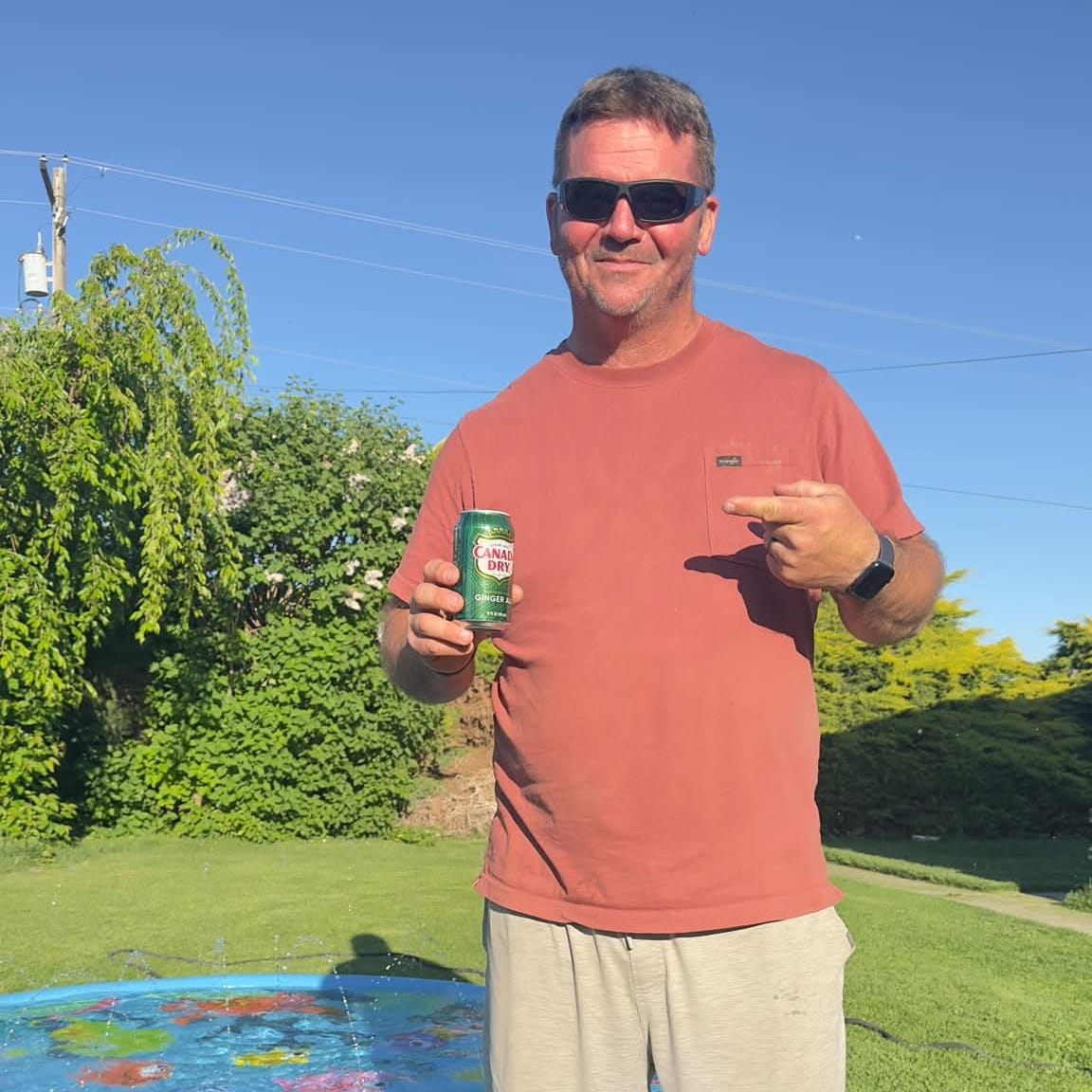 TJ on his birthday in the back yard